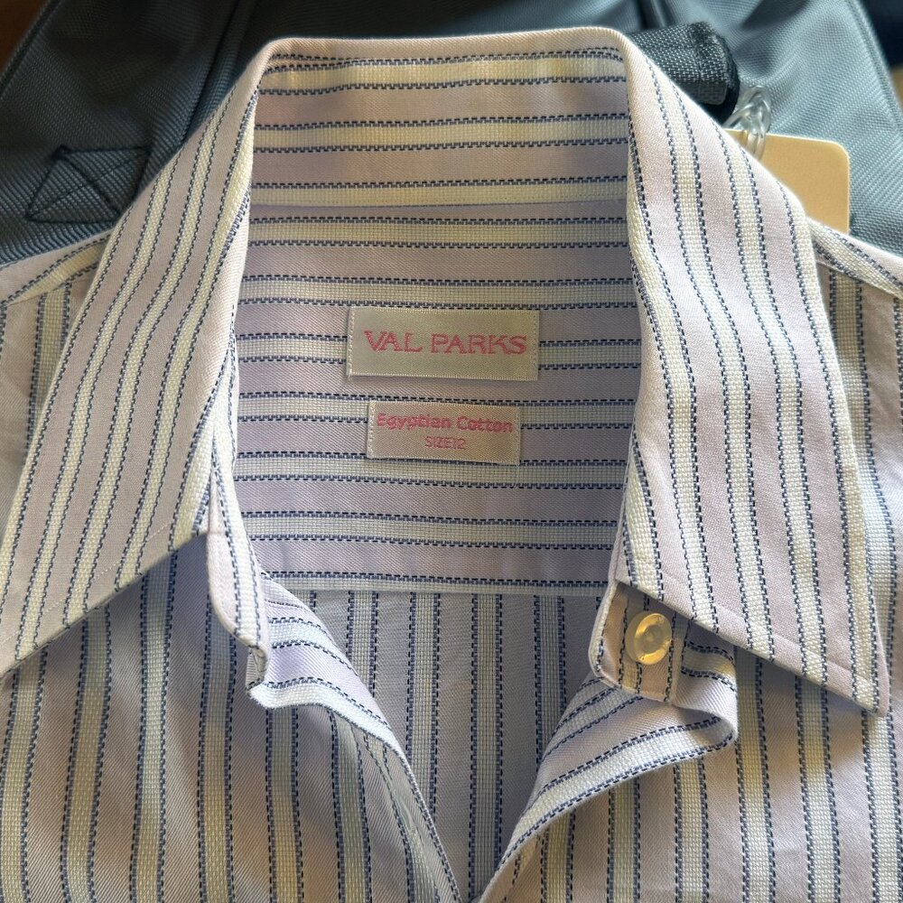 Purple & White Egyptian Cotton Striped Button Down size 6